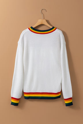 MERRY & BRIGHT Ribbed Round Neck Sweater-True and Wild