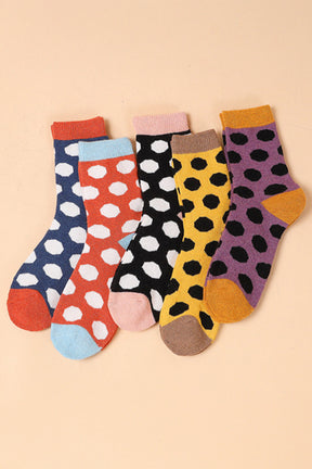 Grapefruit Orange Polka Dot Cotton Crew Stocks