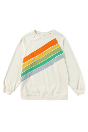 White Rainbow Colorblock Plus Size Sweatshirt