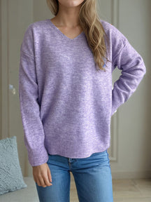 V-Neck Dropped Shoulder Long Sleeve Sweater