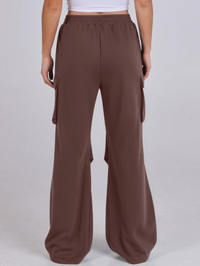 Elastic Waist Wide Leg Pants with Pockets-True and Wild