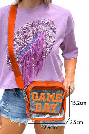 Black Chenille GAME DAY Pattern Clear Bag-True and Wild