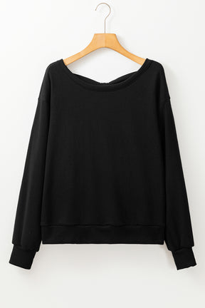 Apricot Bowknot Plain Round Neck Sweatshirt-True and Wild