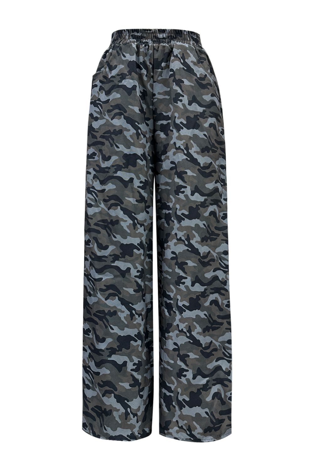 Camouflage Elastic Waist Wide Leg Pants