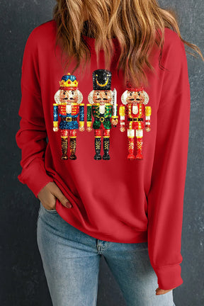 Nutcracker Printed Round Neck Long Sleeve Sweatshirt-True and Wild