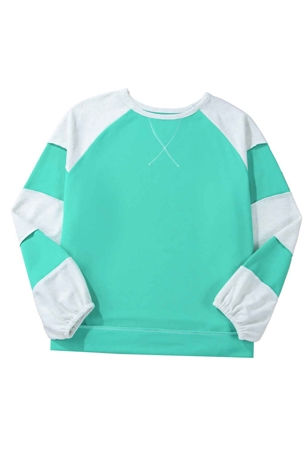 Aruba Blue Colorblock Patchwork Plus Sweatshirt-True and Wild