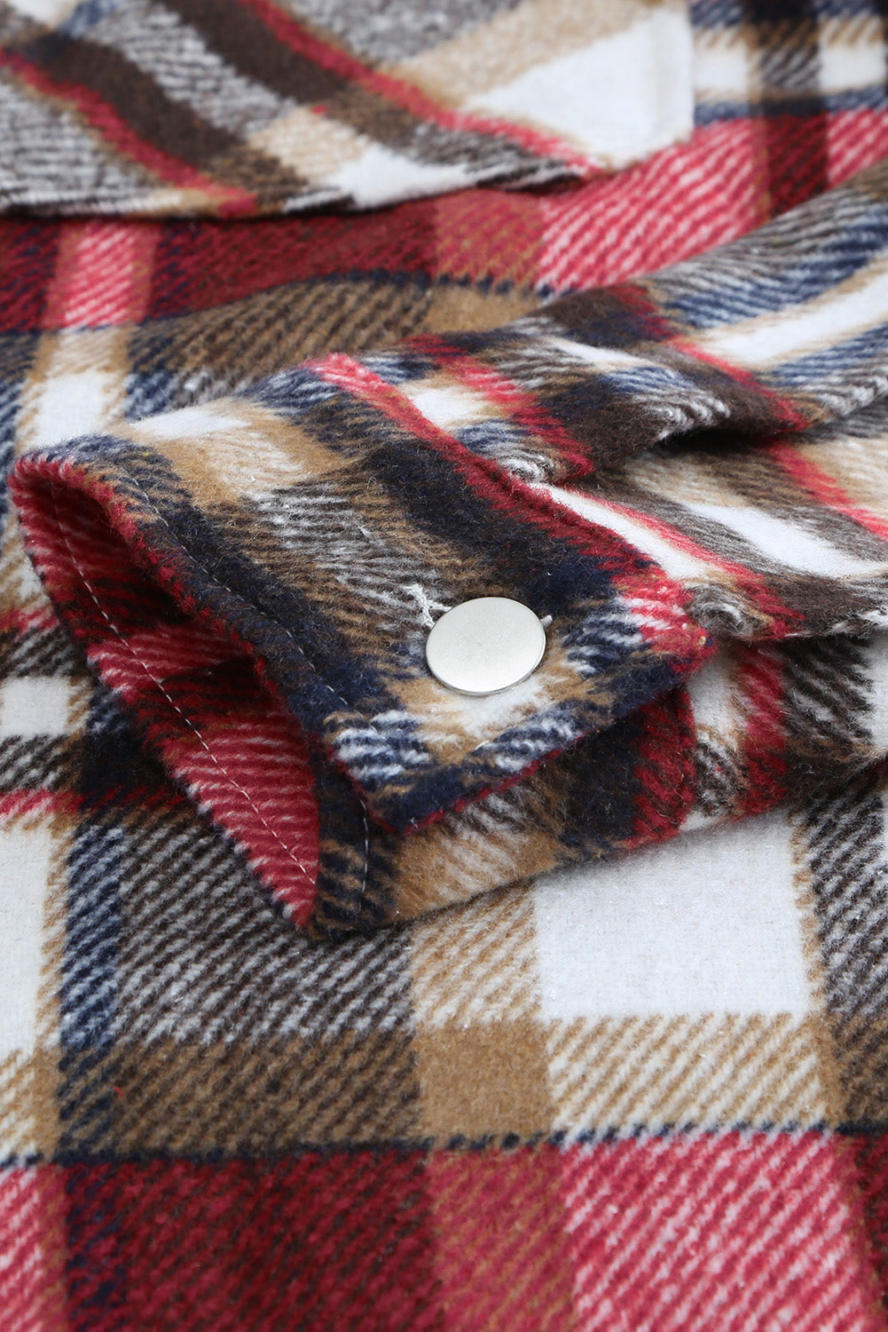 Khaki Plaid Print Casual Button Up Pocket Shacket-True and Wild