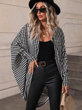 Houndstooth Open Front Batwing Sleeve Cardigan-True and Wild