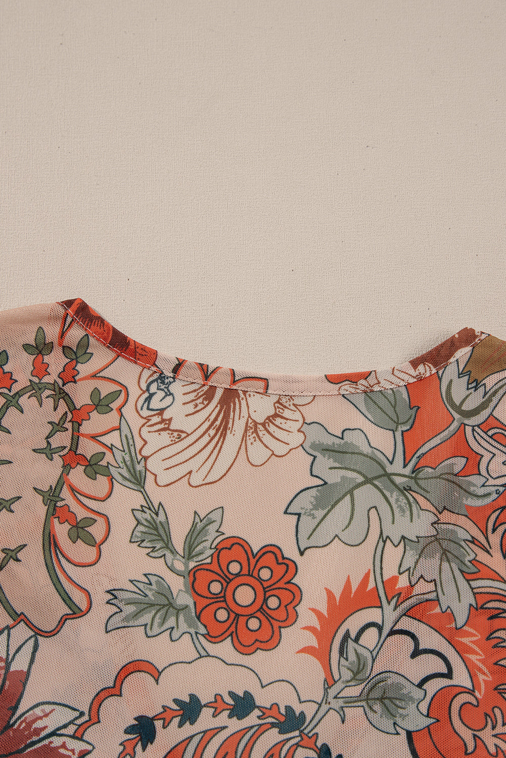 Orange Floral Bell Sleeve Pleated Blouse-True and Wild