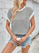 Lovelet Striped Round Neck Cap Sleeve Sweater-True and Wild