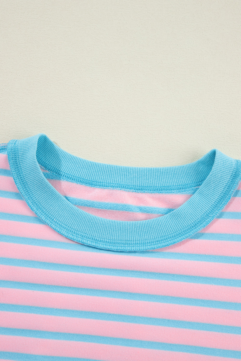 Pink Stripe Contrast Trim High Low Tunic Sweatshirt-True and Wild