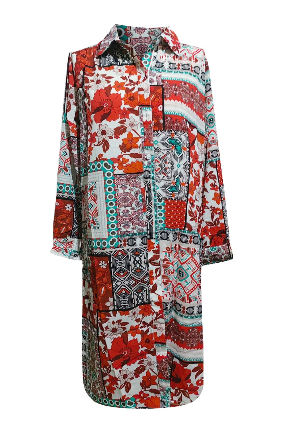 Printed Button Up Long Sleeve Cardigan-True and Wild