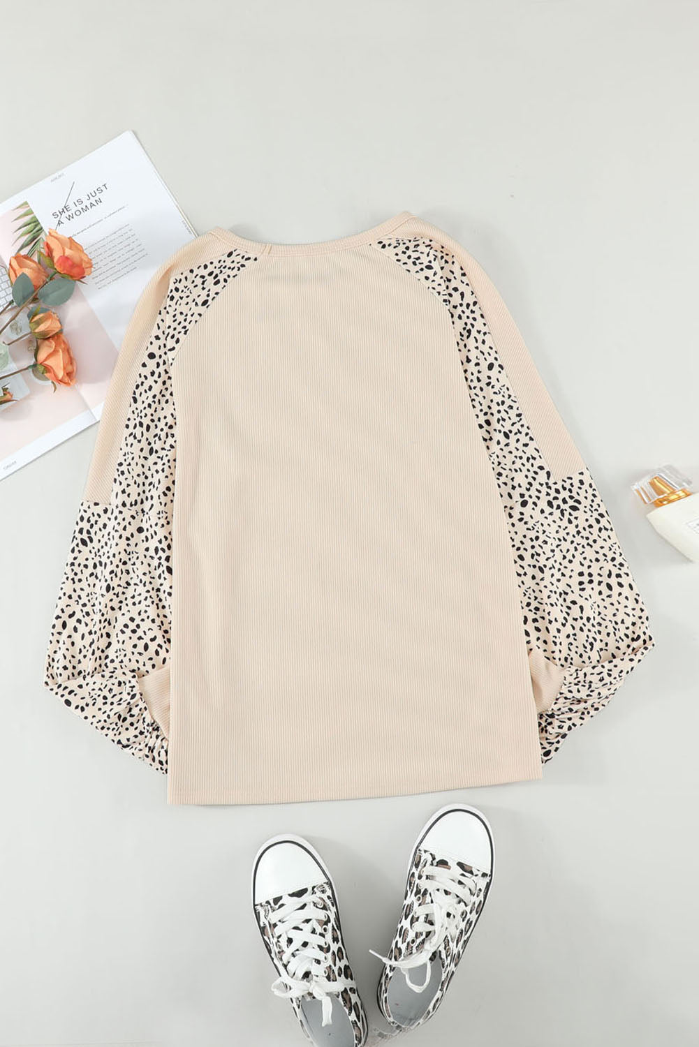 Blush Pink Bishop Sleeve Animal Print Long Sleeve Shirt-True and Wild