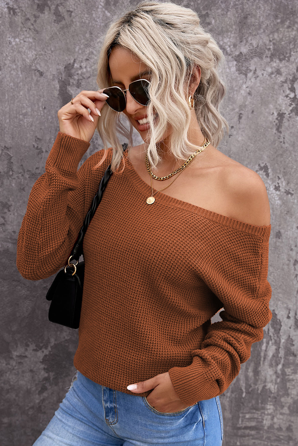 Crisscross Back Boat Neck Sweater-True and Wild