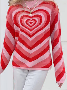 Heart Mock Neck Long Sleeve Sweater-True and Wild