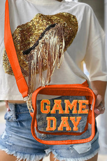 Black Chenille GAME DAY Pattern Clear Bag-True and Wild