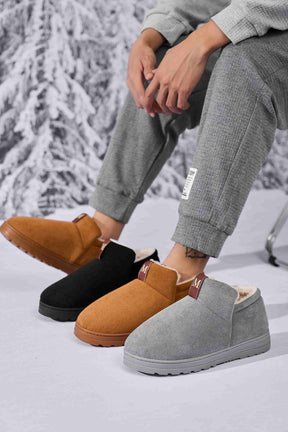 Letter M Suede Round Toe Slippers