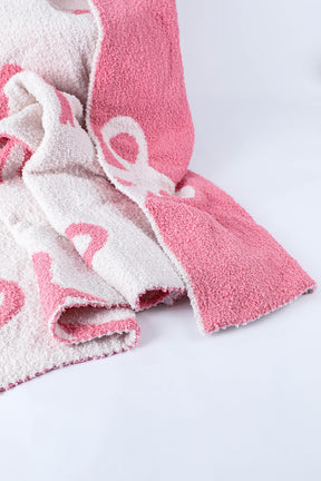 Pink 127*152cm Bow Printed Cozy Soft Throw Blanket-True and Wild