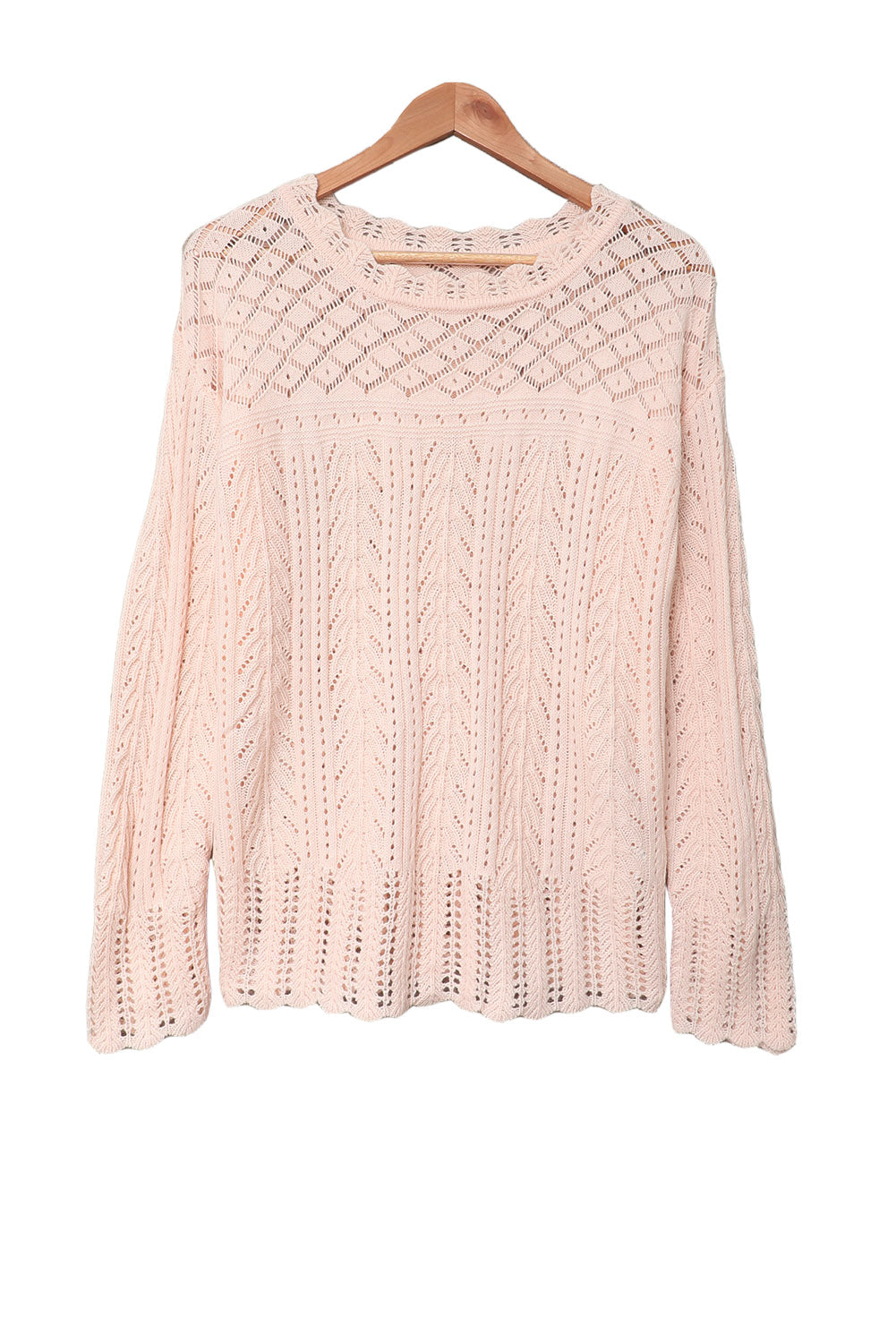 Pink Solid Casual Drop Shoulder Knit Sweater-True and Wild