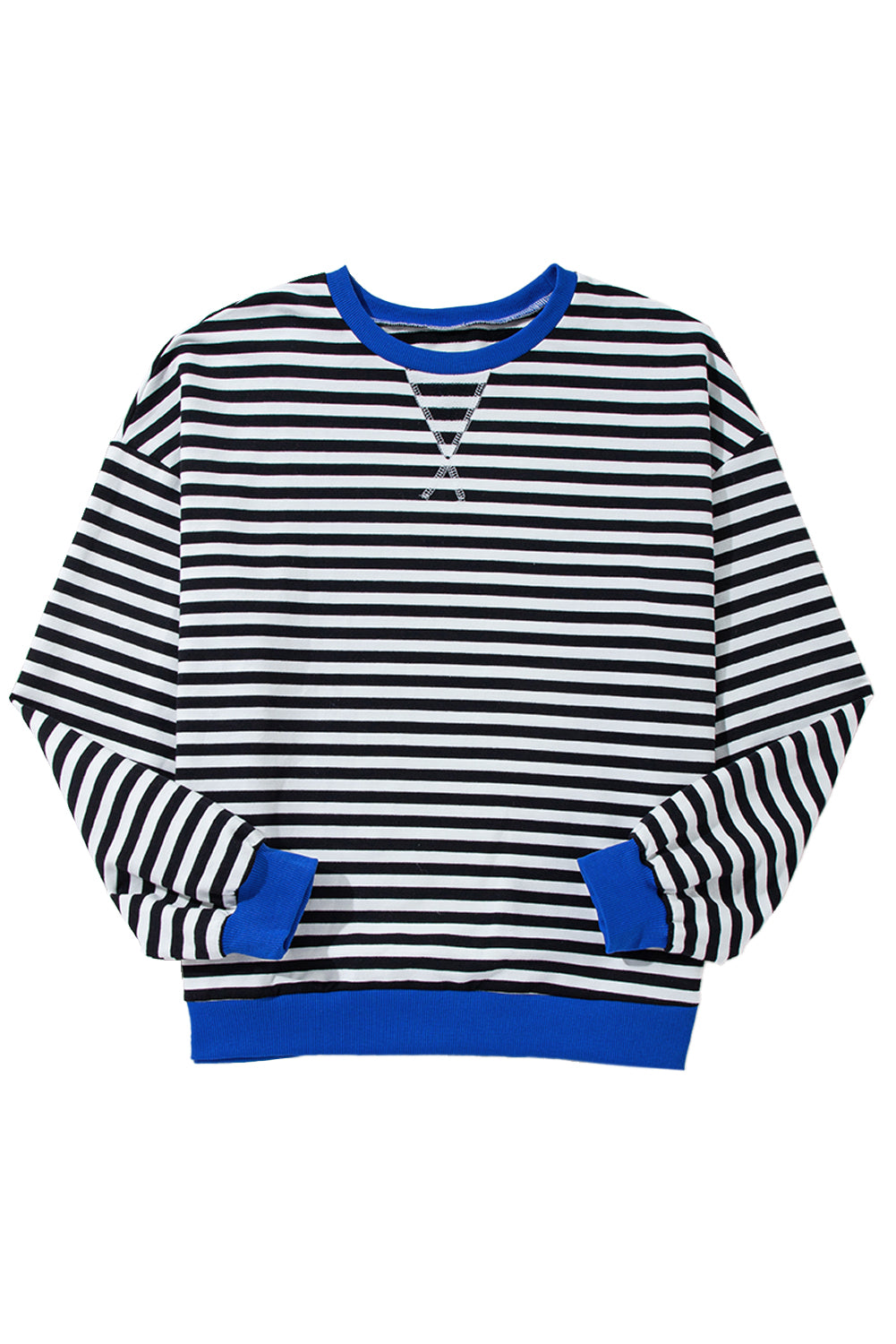 Black Stripe Contrast Edge Cross Seam Oversized Sweatshirt-True and Wild