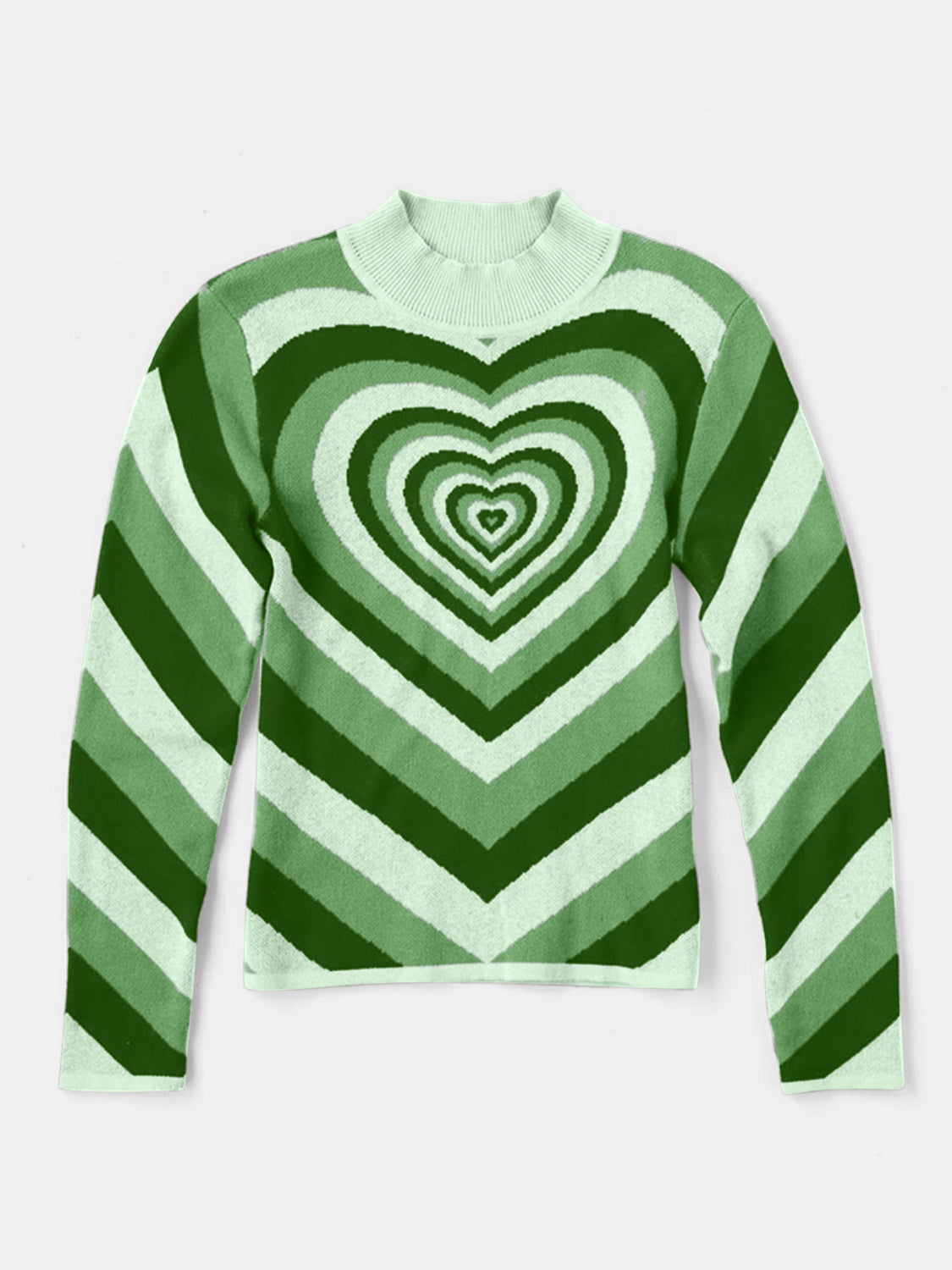 Heart Mock Neck Long Sleeve Sweater-True and Wild