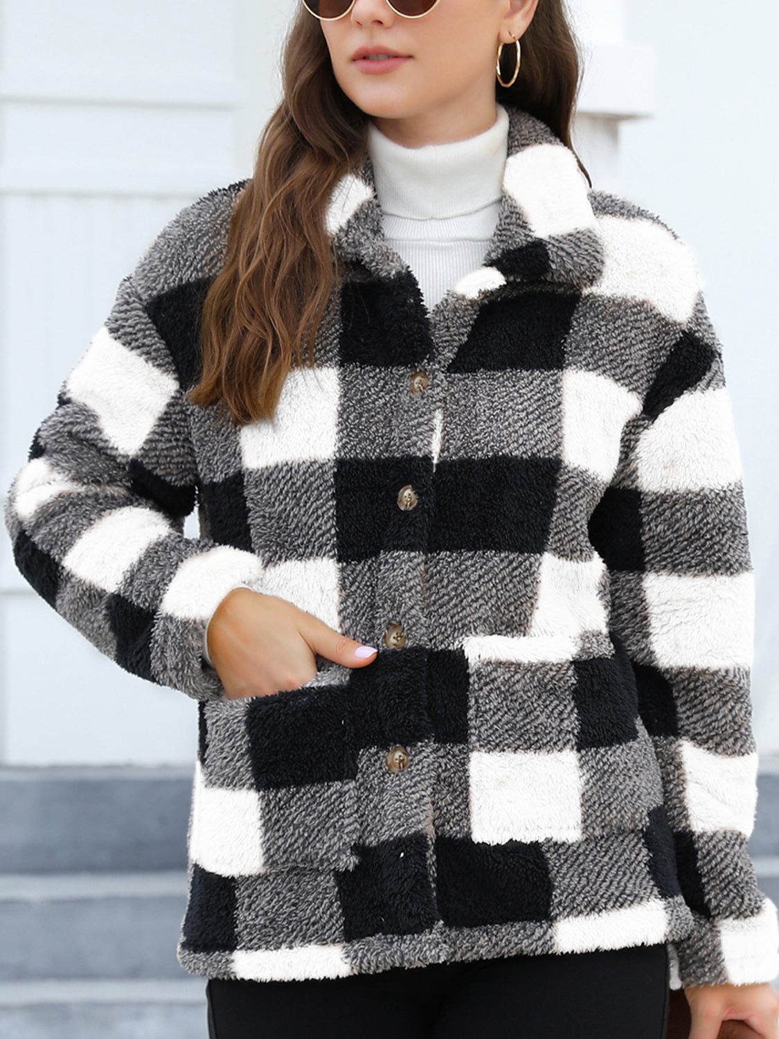 Button Up Drop Shoulder Fuzzy Jacket-True and Wild