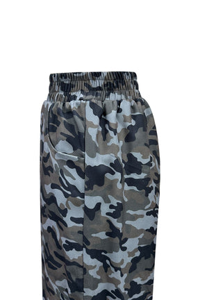 Camouflage Elastic Waist Wide Leg Pants