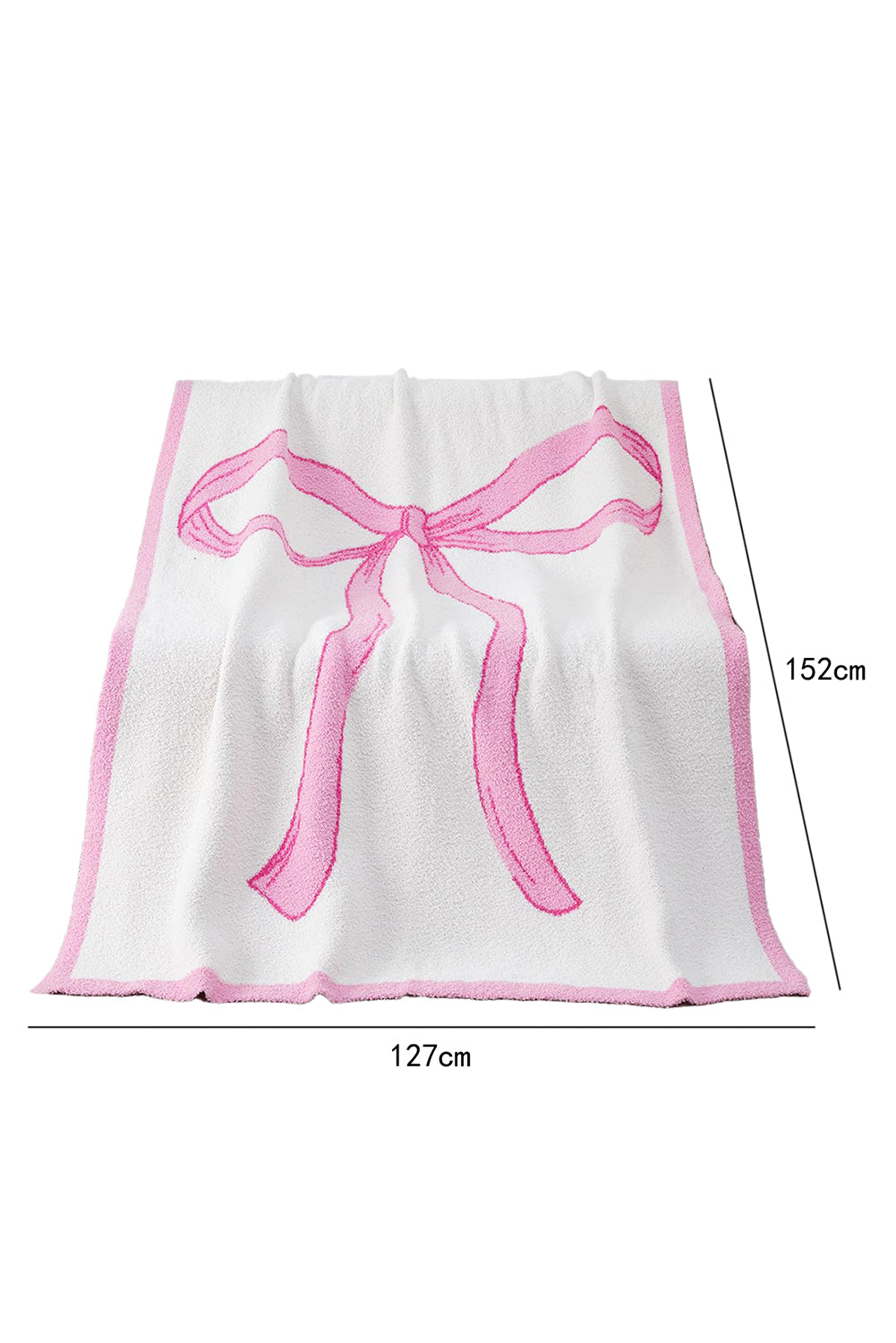 Pink 127*152cm Bow Printed Cozy Soft Throw Blanket-True and Wild