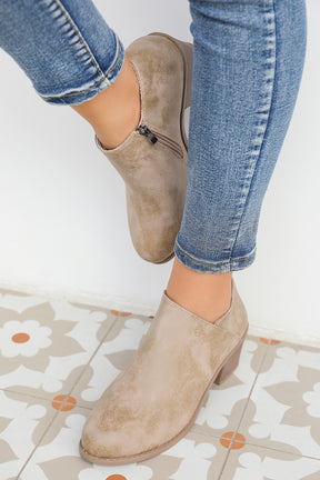 Coffee Suede Casual Ankle Boots-True and Wild