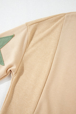 Parchment Star Patchwork Exposed Seam Oversized Sweatshirt-True and Wild