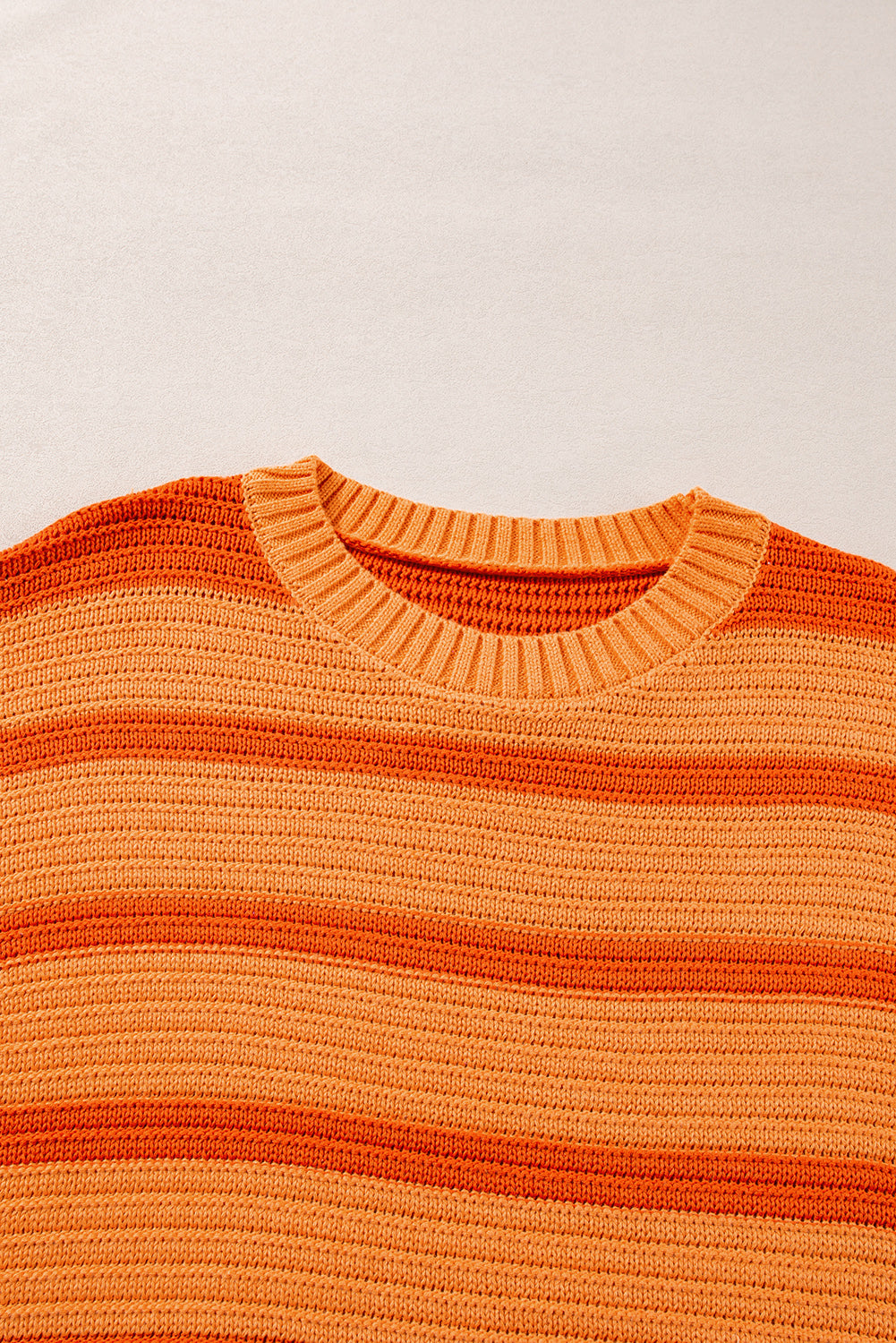 Orange Striped Colorblock Puff Sleeve Sweater-True and Wild