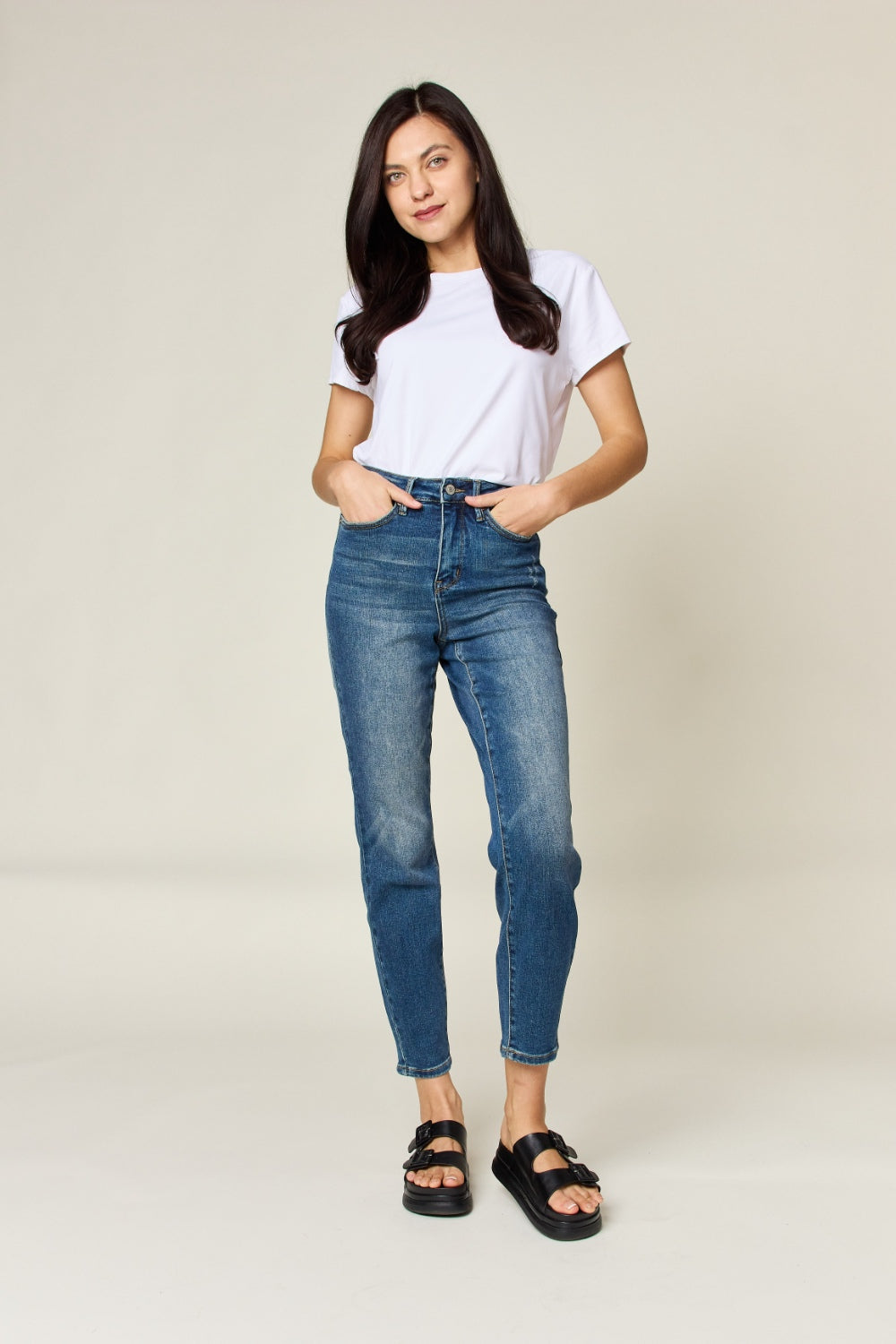 Judy Blue Full Size Tummy Control High Waist Slim Jeans-True and Wild