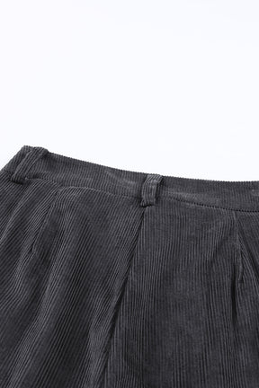 Grey Corduroy High Waisted Wide Leg Pants-True and Wild