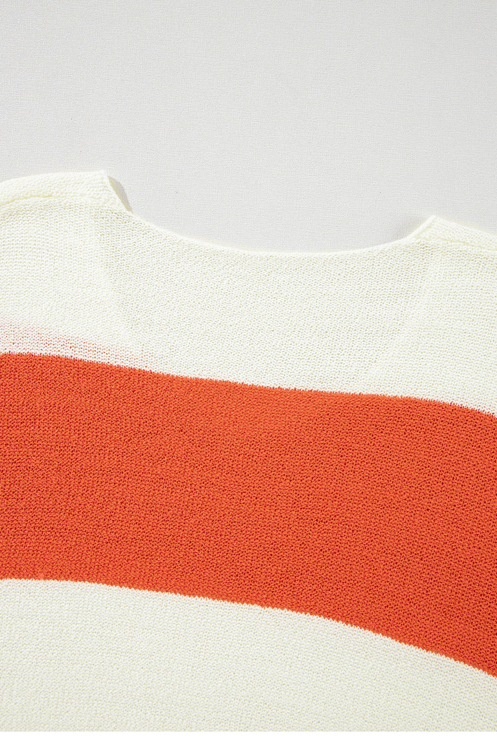 Orange Colorblock V Neck Side Slits Sweater-True and Wild