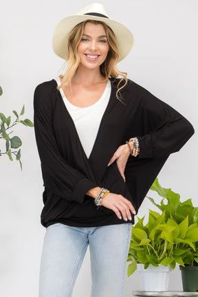 Celeste Full Size Contrast Round Neck Top with Two Layer Detail-True and Wild