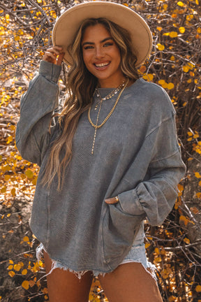 Gray Twist Butterfly Oversized Sweatshirt-True and Wild