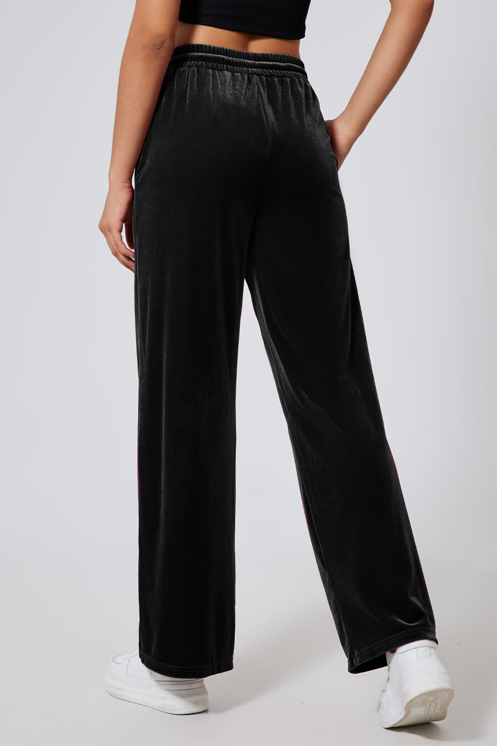 Drawstring Elastic Waist Straight Leg Pants-True and Wild