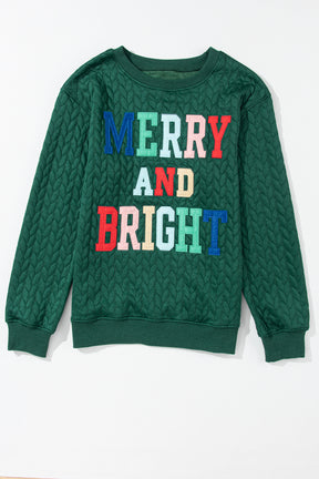 Black Merry and Bright Quilted Sweatshirt-True and Wild