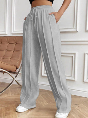 Drawstring Elastic Waist Pants with Pockets-True and Wild