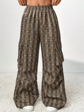 Plaid Wide Leg Pants With Pockets