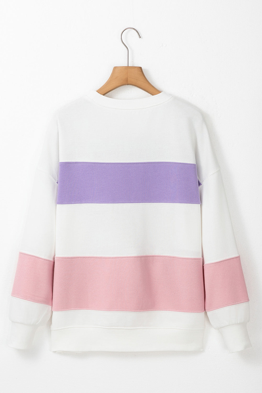 Beige Colorblock Patchwork Drop Shoulder Crewneck Sweatshirt-True and Wild