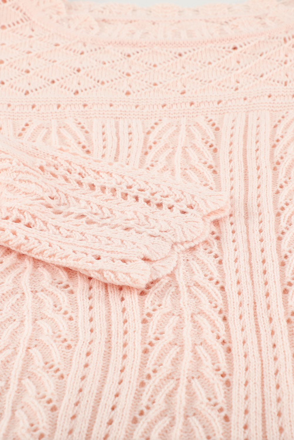 Pink Solid Casual Drop Shoulder Knit Sweater-True and Wild