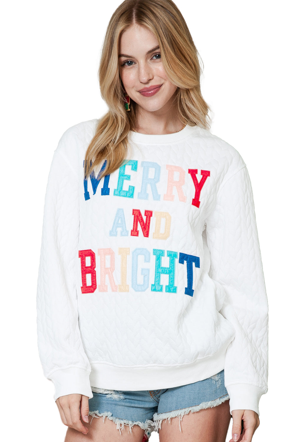 Black Merry and Bright Quilted Sweatshirt-True and Wild