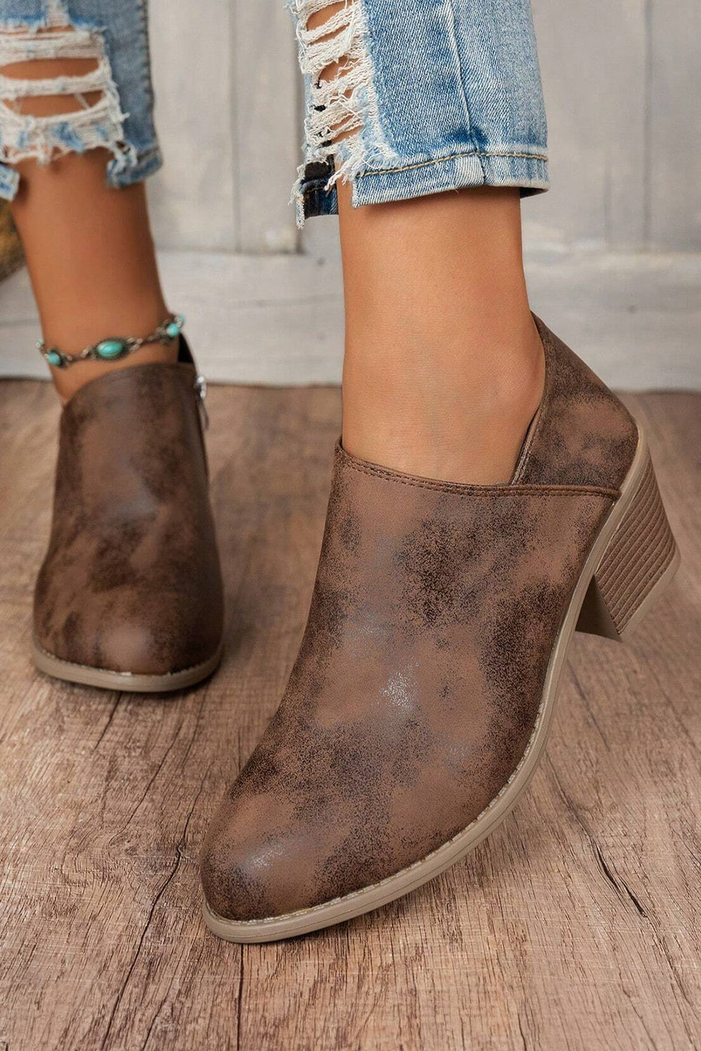 Coffee Suede Casual Ankle Boots-True and Wild