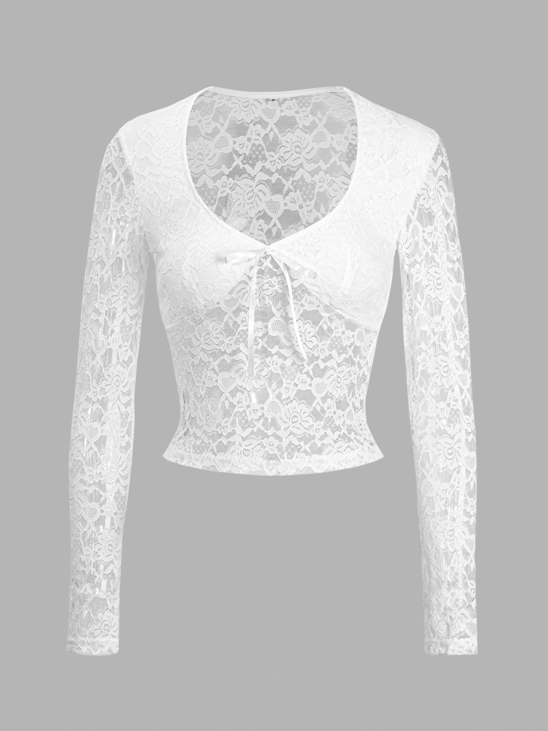 Devine Scoop Neck Long Sleeve Lace Top-True and Wild