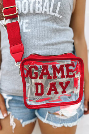 Black Chenille GAME DAY Pattern Clear Bag-True and Wild