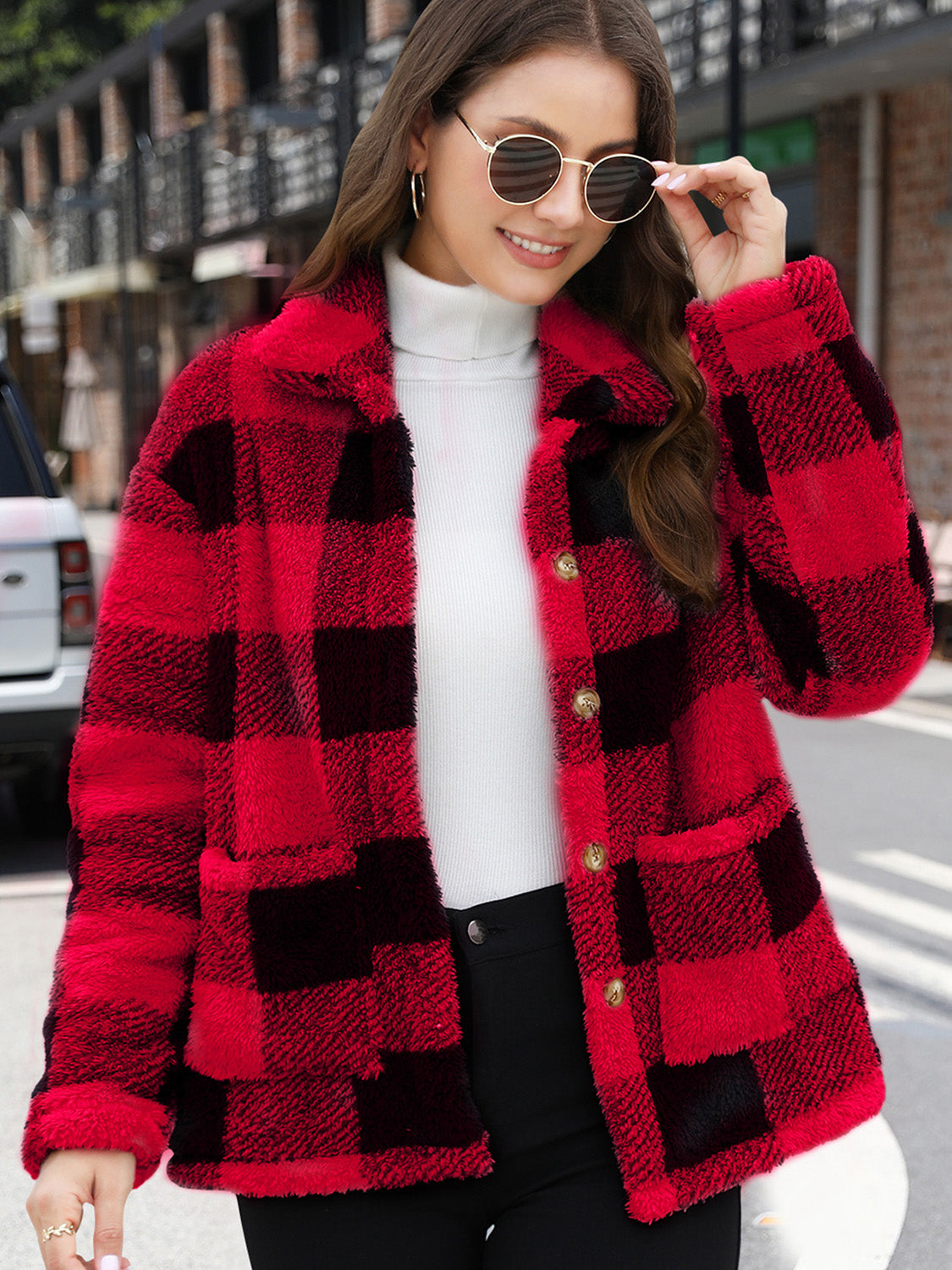 Button Up Drop Shoulder Fuzzy Jacket-True and Wild