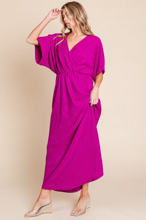 BOMBOM Surplice Maxi Dress with Pockets-True and Wild