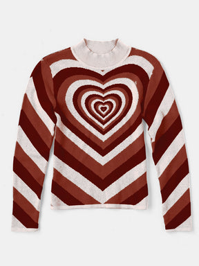 Heart Mock Neck Long Sleeve Sweater-True and Wild