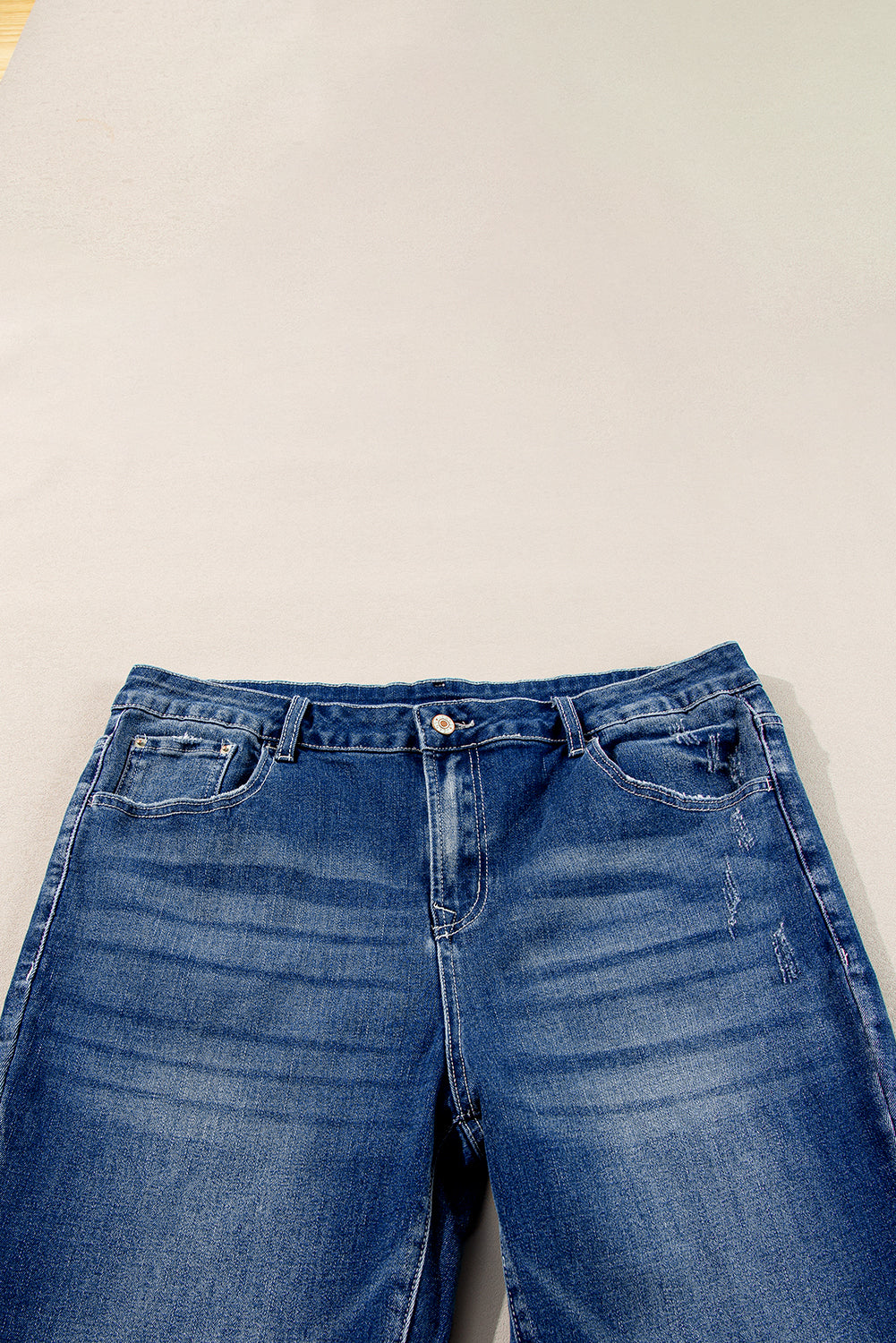 Dirty Blue Distressed Hem Plus Size Flared Jeans-True and Wild